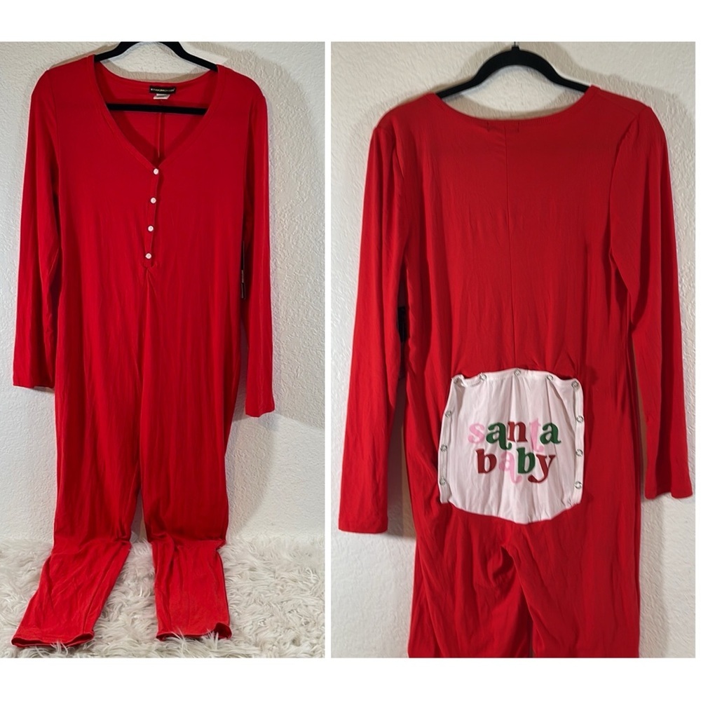 Not A Morning Person Red Onesie “Santa Baby” Butt Flap Opening Size Large NEW